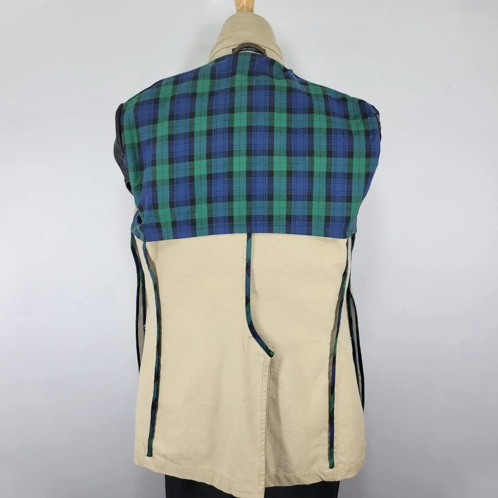 Lands End Mens Sport Coat Blazer Three Button Beige Cotton Surgeon Cuff Size 38R